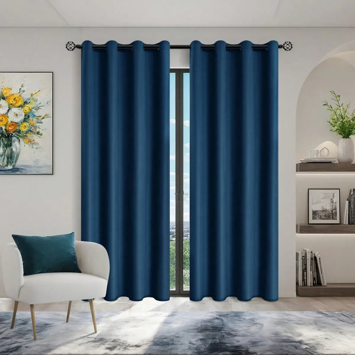1pc Solid 100% Blackout Curtains with Grommets, Total Privacy Drapes for Bedroom, Beautiful Curtains for Living Room