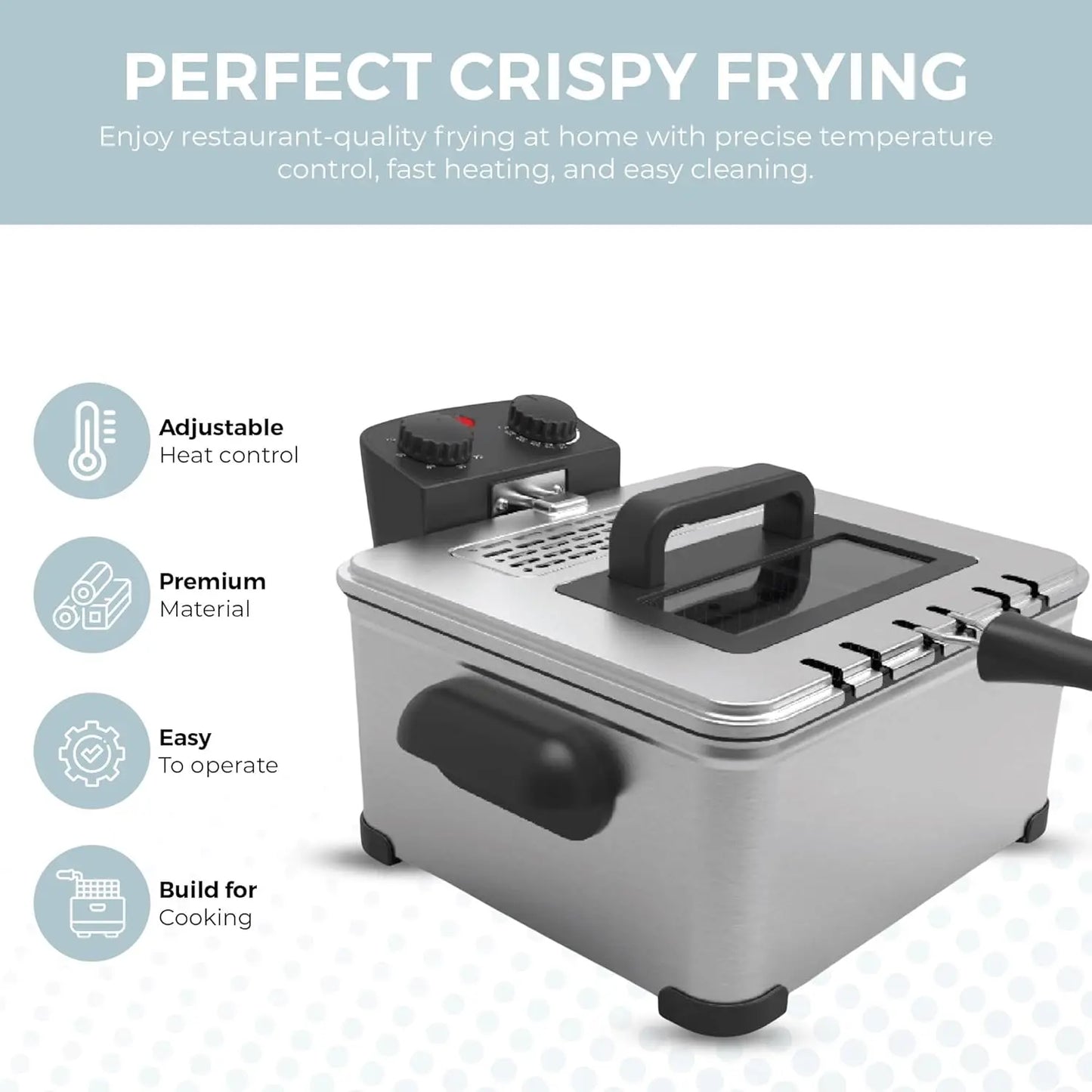 4.5L Electric Deep Fryer with Stainless Steel, Temperature Control, Timer, and Baskets for Fried Chicken and Fries