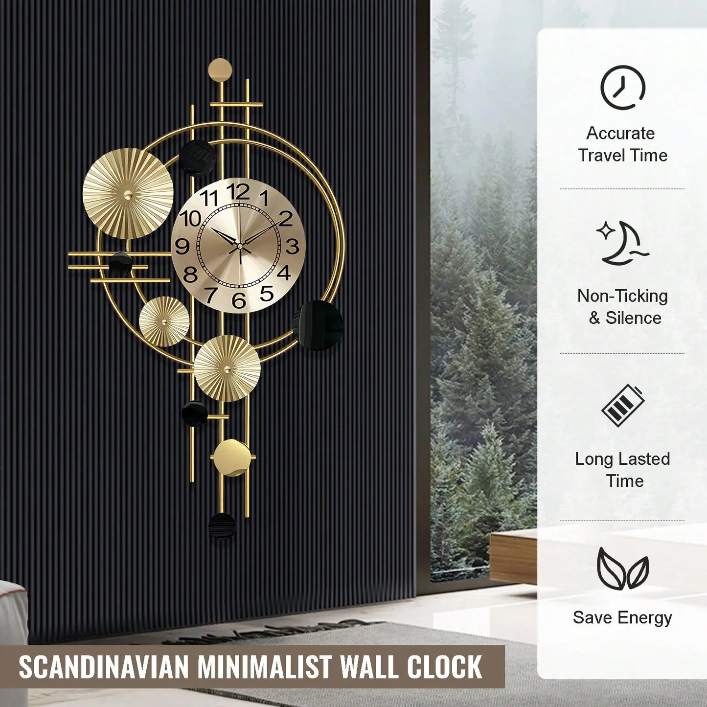 Large Metal Wall Clock Decorative 3D Metal Wall Art Clock For Living Room Bedroom Creative Modern Big Wall Clock Decor