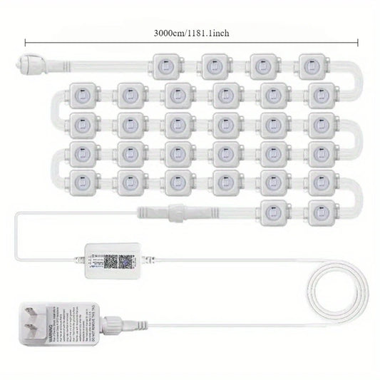 147FT 90LEDs Permanent Outdoor Light String APP Smart RGBIC Eaves LED Lights DIY Scene Modes Christmas Party Lighting Decoration