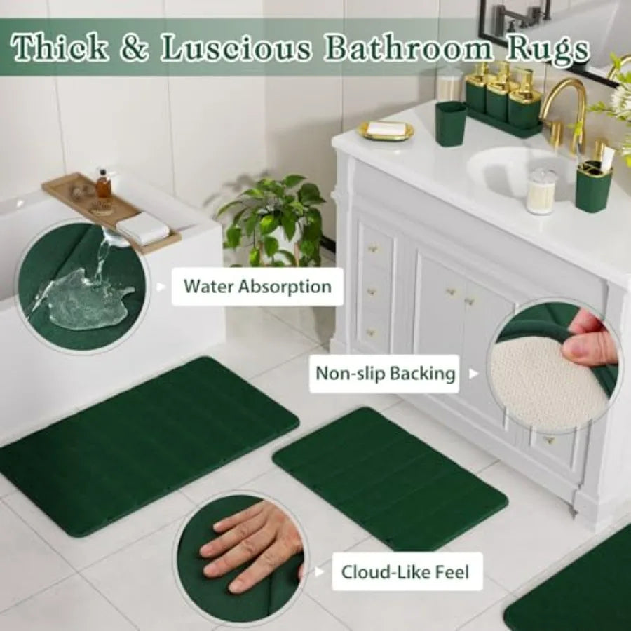 Bathroom Sets with Shower Curtain and Rugs 27PC Bathroom Accessory Set Green Bathroom Set Green and Gold Bathroom Accessories S