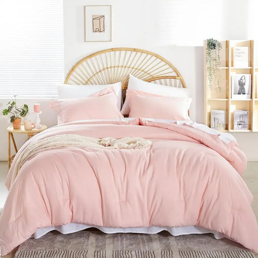 Pink Comforter Sets Full Size Comforter Set with Sheets 7 Piece Soft Microfiber Comforters Set for Women Blush Lightweight Alter