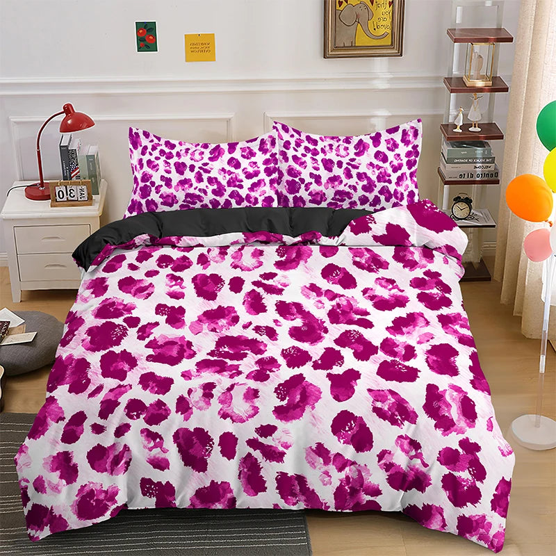 Leopard Print Bedding Set Animal Skin Duvet Cover For Kids Teens Adult Quilt Cover Polyester Comforter Cover With Pillowcase