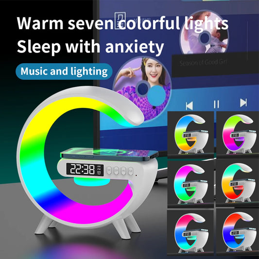 Wireless Speaker Charger Table Lamp with Alarm Clock Charging Function Bedside Lamp Atmosphere Lamp for Living Room Bedroom