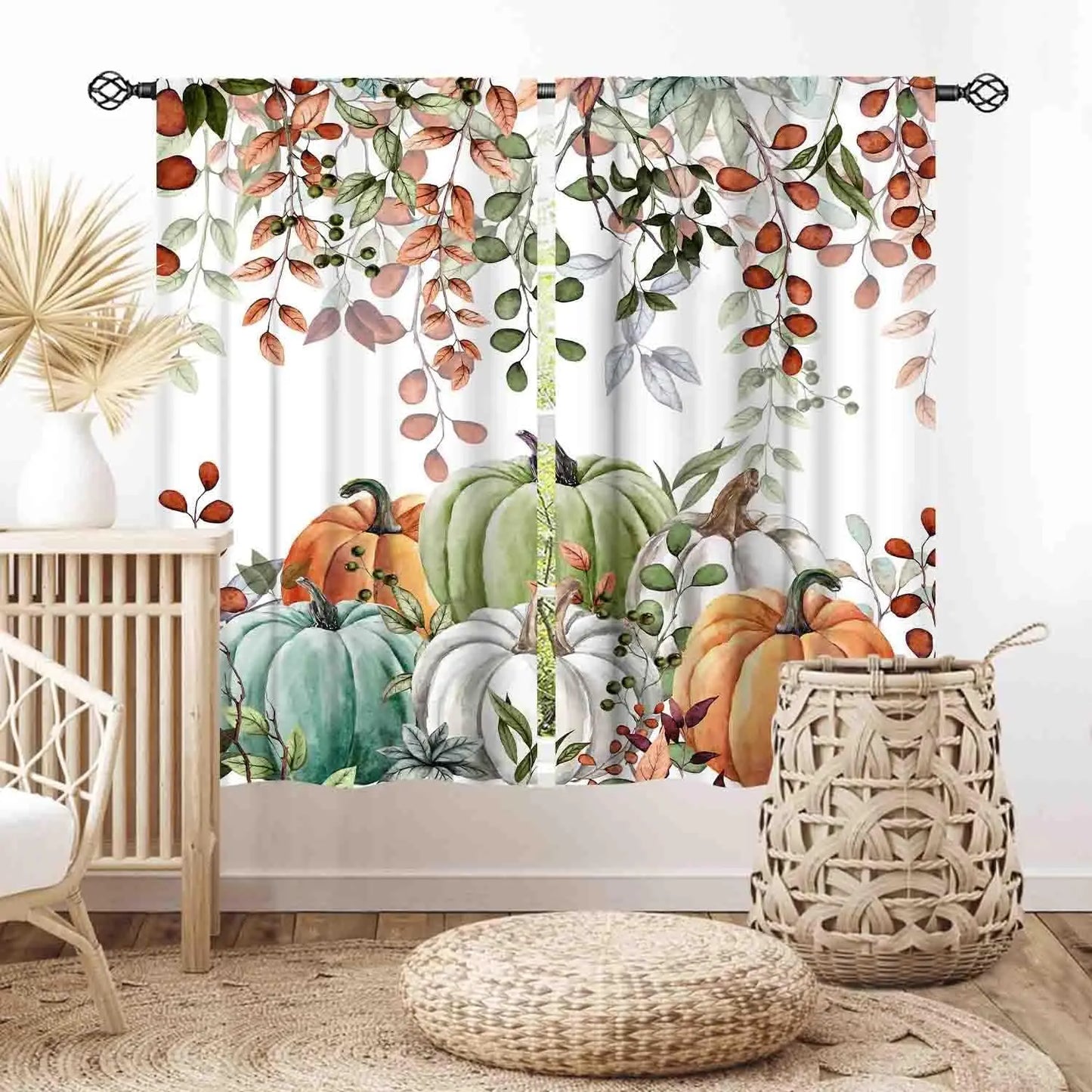 Christmas Tree Curtains, Xmas New Year Winter Snow Forest Merry Christmas Tree Shaped Party Decor Window Drapery Treatments for