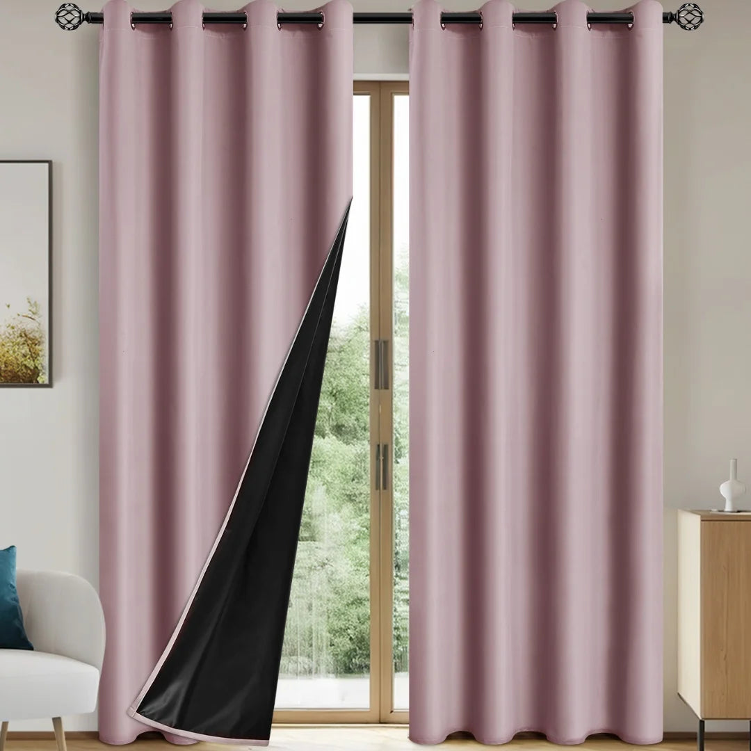 1pc Solid 100% Blackout Curtains with Grommets, Total Privacy Drapes for Bedroom, Beautiful Curtains for Living Room