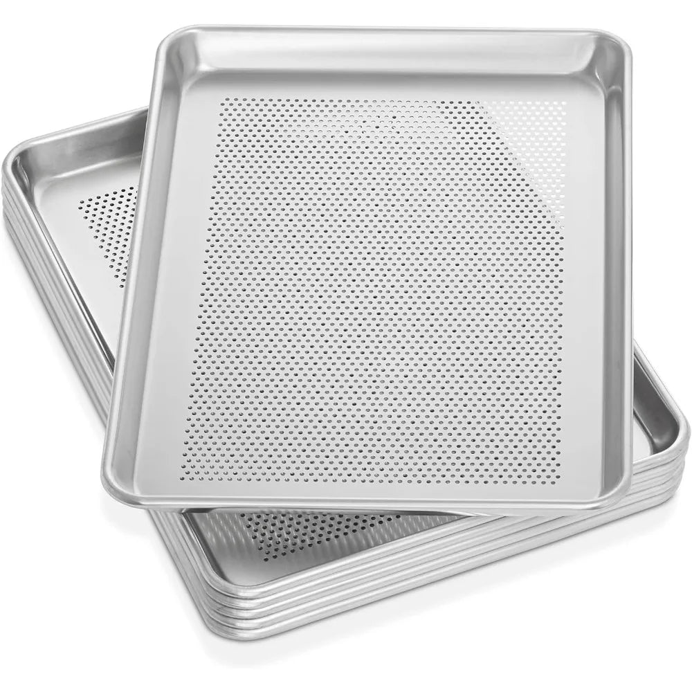 GRIDMANN 13 x 18 Commercial Grade Perforated Aluminum Baking Sheet Pan, Half Size Baking Tray - 6 Pans