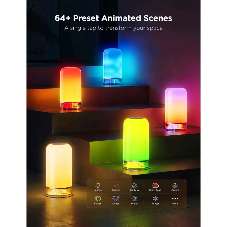 Govee RGBIC Smart Table Lamp 2, Touch Bedside Small Table Lamp Compatible with SmartThings, Matter, Alexa, Desk Lamp with 64 Sc