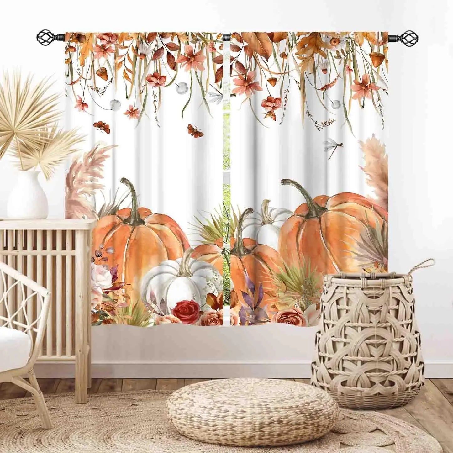 Christmas Tree Curtains, Xmas New Year Winter Snow Forest Merry Christmas Tree Shaped Party Decor Window Drapery Treatments for