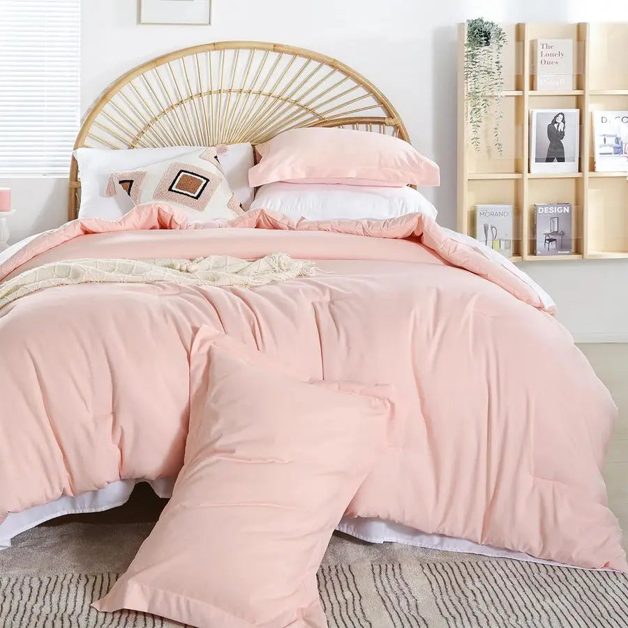 Pink Comforter Sets Full Size Comforter Set with Sheets 7 Piece Soft Microfiber Comforters Set for Women Blush Lightweight Alter