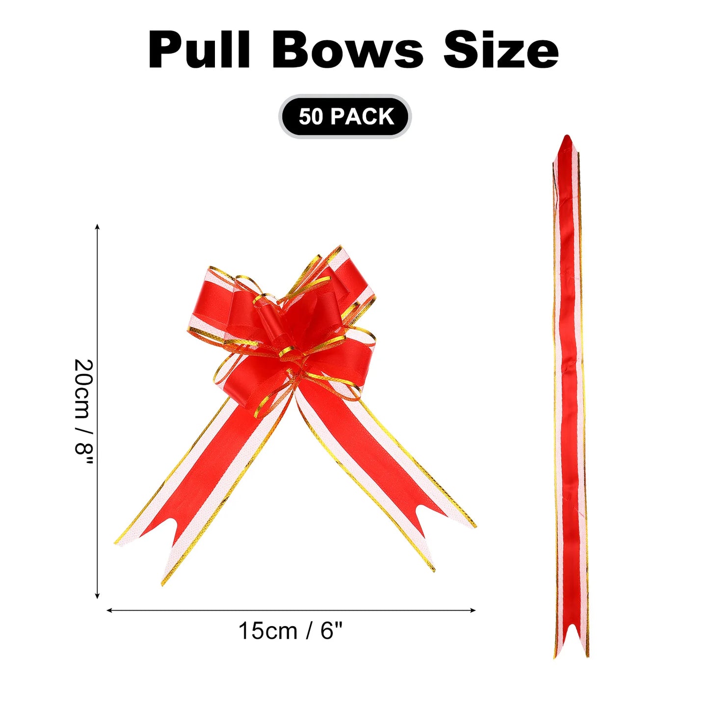 50pcs Pull Bows 5.9 Inch Wide Large Ribbon Gift Bows for Gift Wrapping Gift Baskets Decor Birthday Florist Packaging