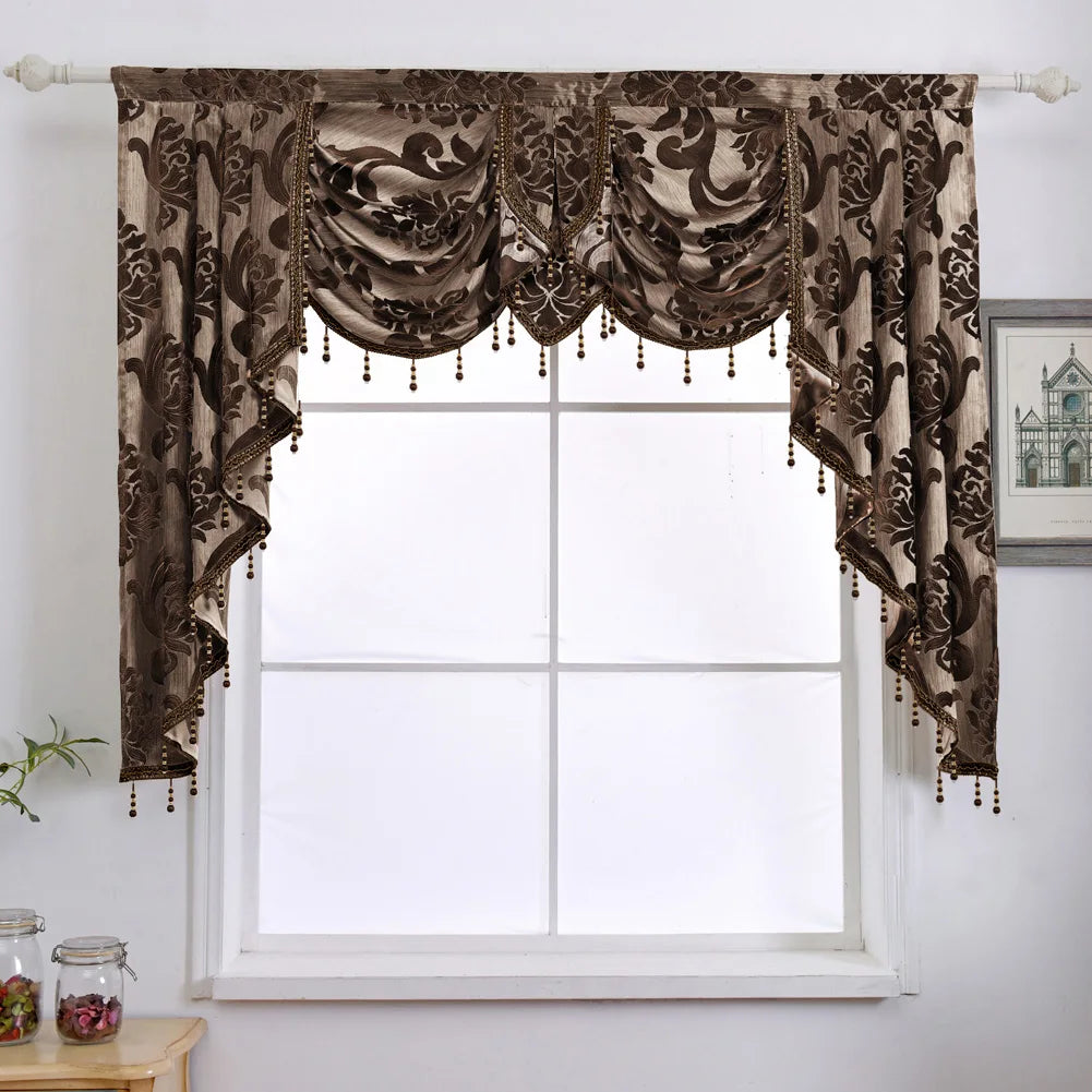 LEEJOOM High Quality European Style Jacquard Curtain Short Curtain Drapes Living Room Bedroom Valance Home Decoration 1PC