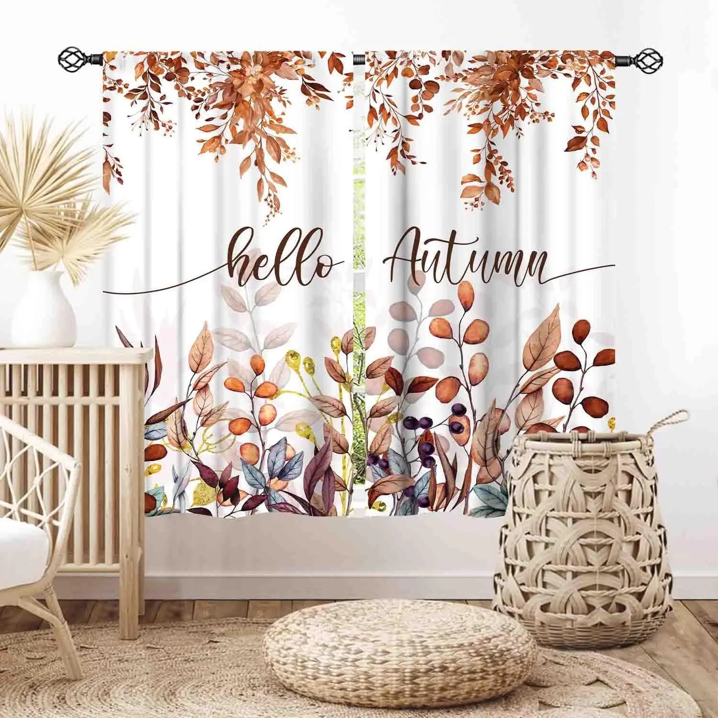 Christmas Tree Curtains, Xmas New Year Winter Snow Forest Merry Christmas Tree Shaped Party Decor Window Drapery Treatments for