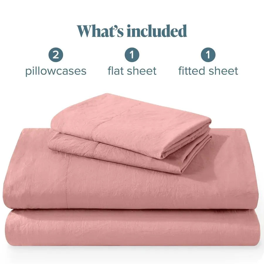 Queen Sheet Set Luxury 1800 UltraSoft Stonewashed Microfiber Double Brushed Deep Pockets Easy Fit Breathable Bedding Sheet Sets