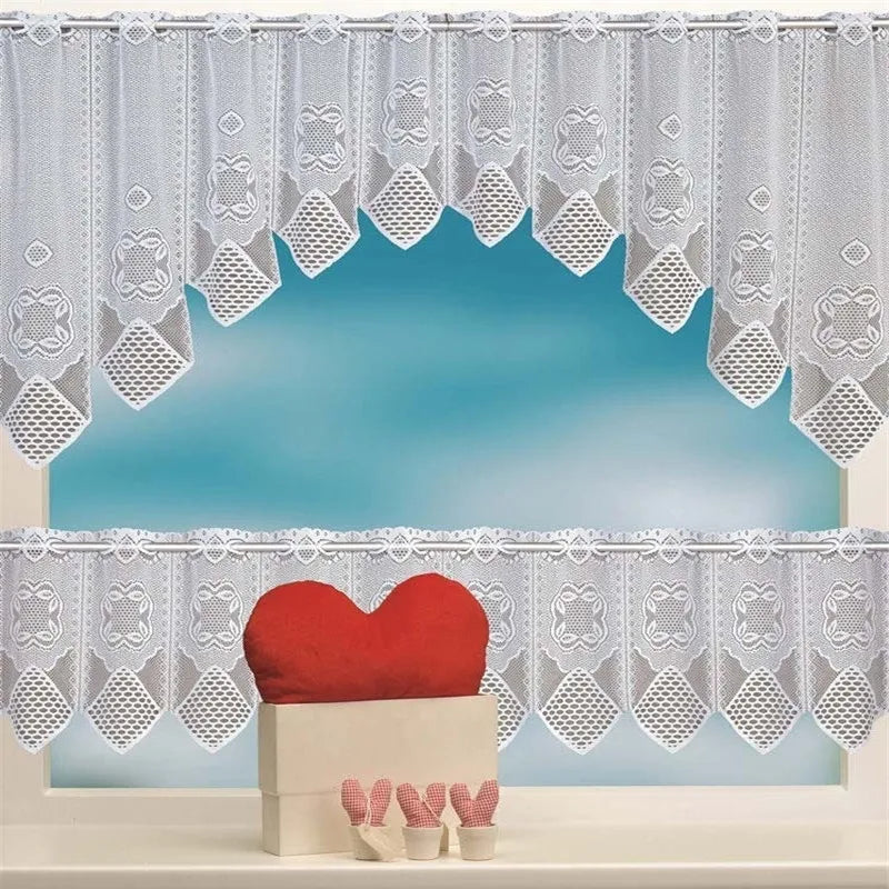 2PCS Lace Coffee Curtain Window Tulle Butterfly Apple Curtains For Living Room Kitchen Treatments Voile Curtain Festival Decor