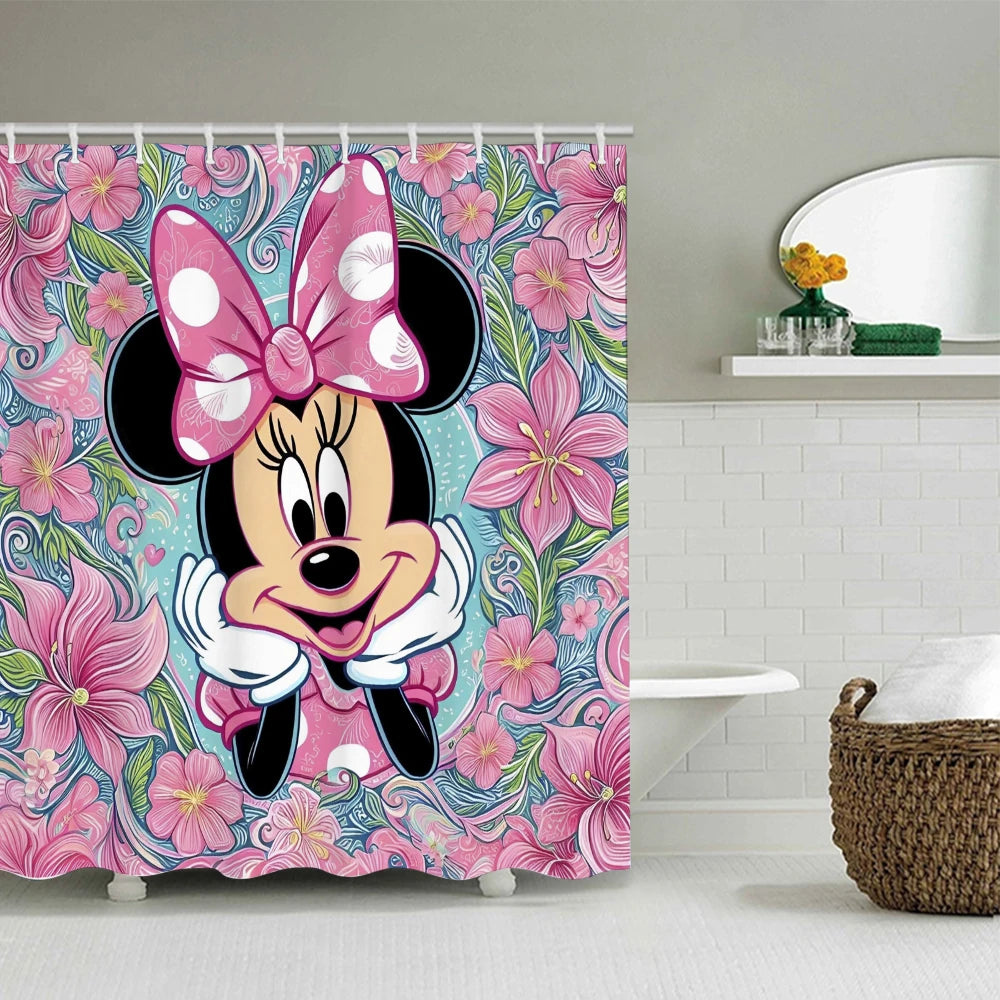 Disney Mickey Mouse Bathroom Four-piece Set - Avant-garde Waterproof Shower Curtain, creating a complete bathroom kit