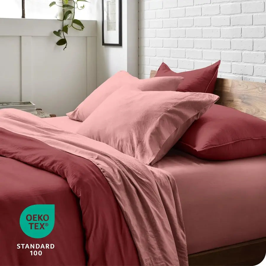Queen Sheet Set Luxury 1800 UltraSoft Stonewashed Microfiber Double Brushed Deep Pockets Easy Fit Breathable Bedding Sheet Sets