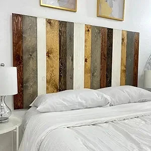 Solid Wood Headboard Queen Size Farmhouse with Smooth Natural Wood Grain, Handcrafted Wall-Mounted Panel Head Board, Adjustable