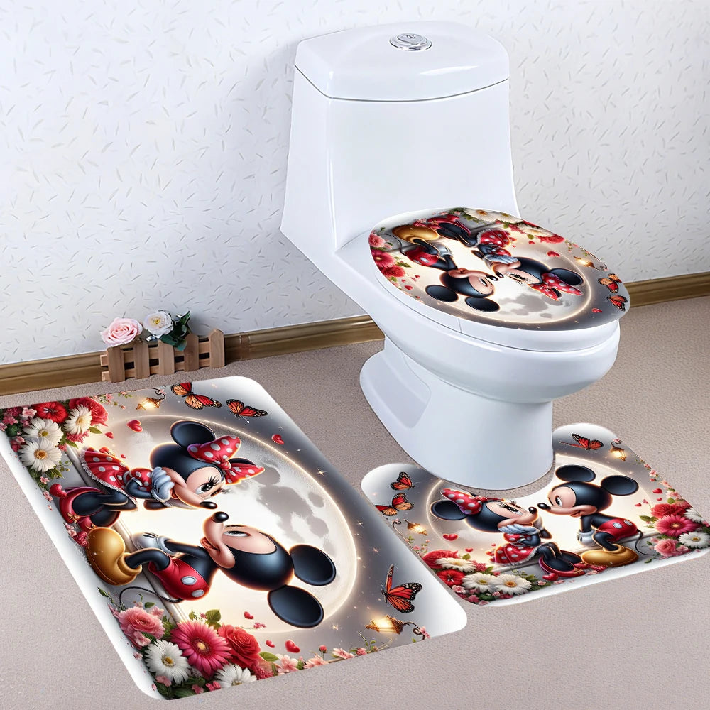 Disney Mickey Mouse Bathroom Four-piece Set - Avant-garde Waterproof Shower Curtain, creating a complete bathroom kit