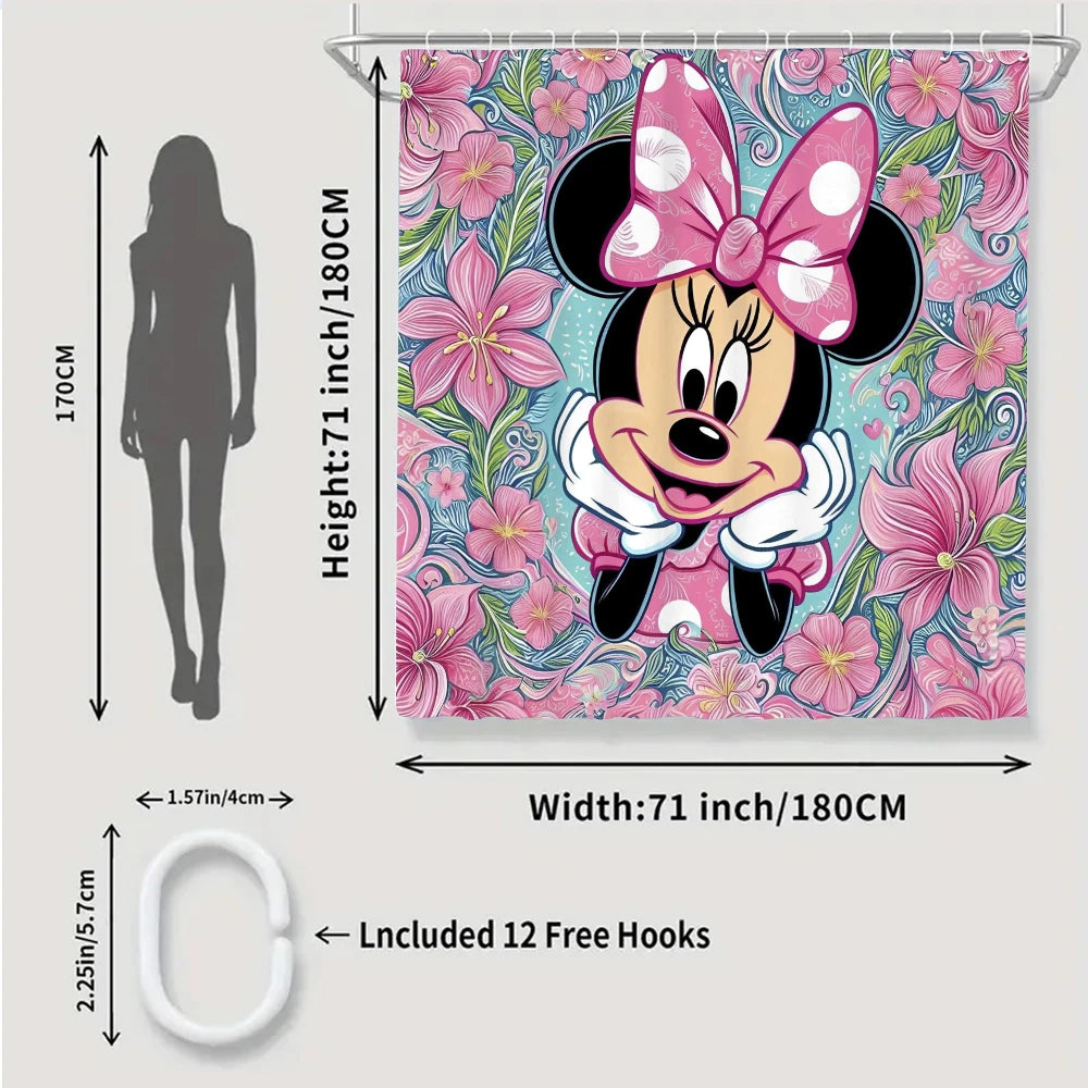 Disney Mickey Mouse Bathroom Four-piece Set - Avant-garde Waterproof Shower Curtain, creating a complete bathroom kit