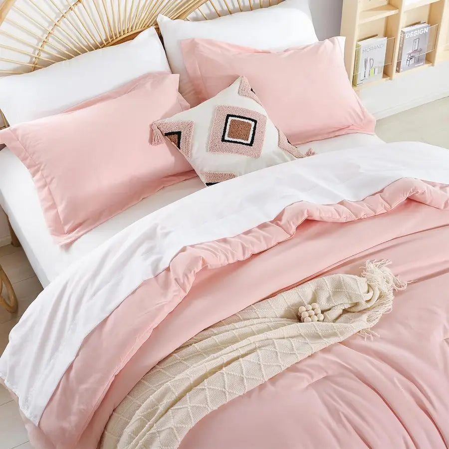 Pink Comforter Sets Full Size Comforter Set with Sheets 7 Piece Soft Microfiber Comforters Set for Women Blush Lightweight Alter