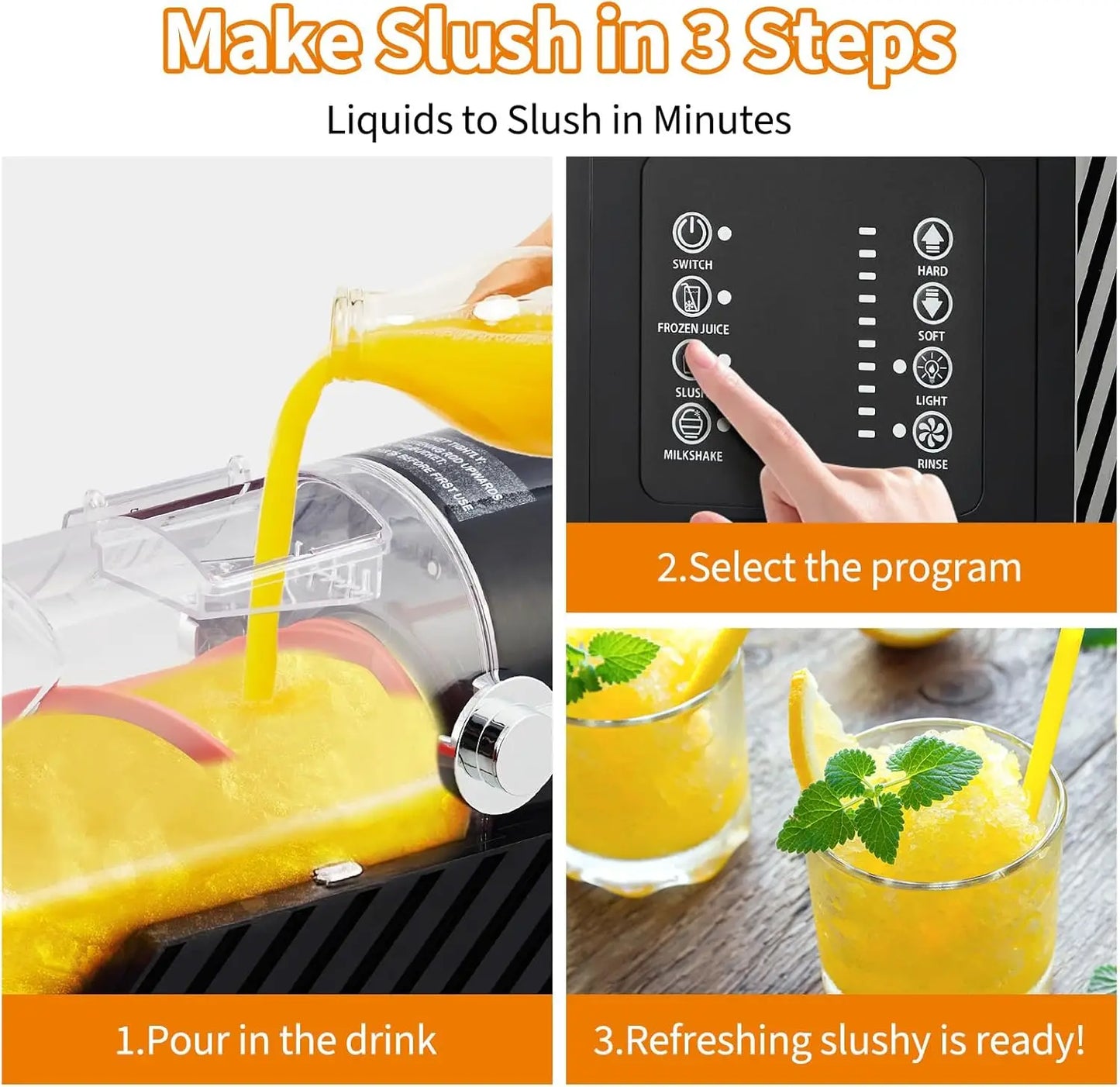 84oz (2.5L) Slushie Machine with 3 Preset Modes，Frozen Drink Maker for Slush, Frappe & Milkshake