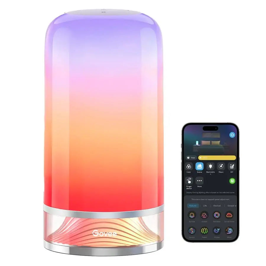 Govee RGBIC Smart Table Lamp 2, Touch Bedside Small Table Lamp Compatible with SmartThings, Matter, Alexa, Desk Lamp with 64 Sc