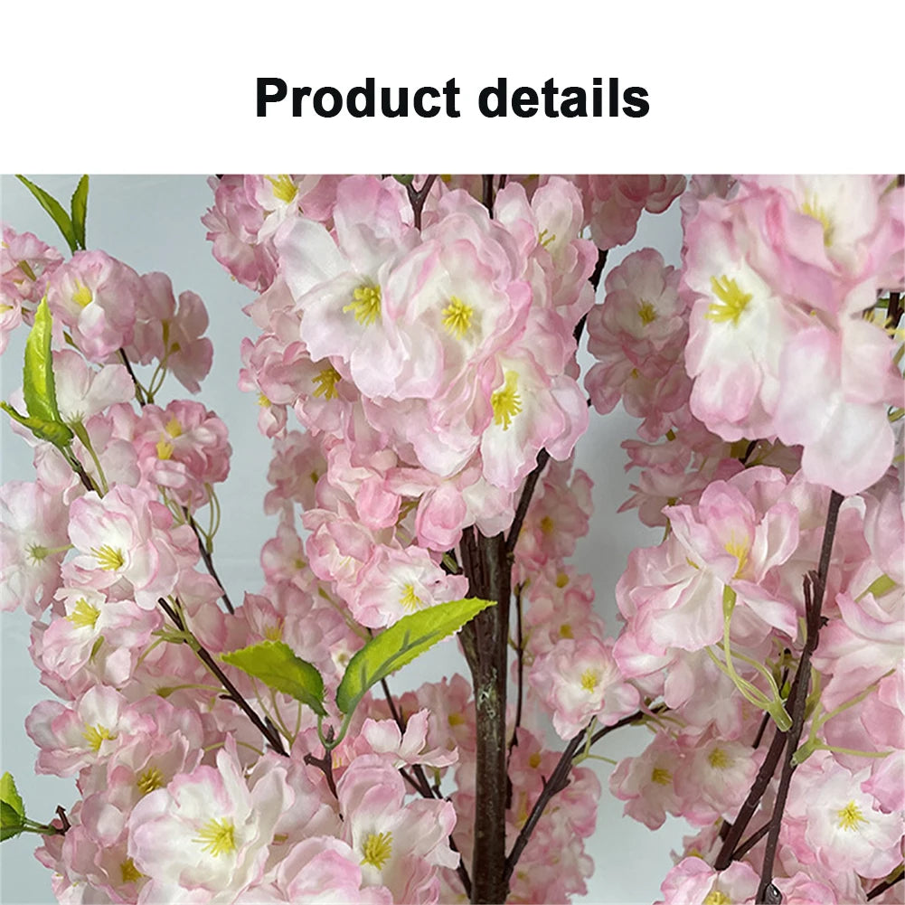 Artificial Cherry Blossom Tree, Tall Potted Faux Cherry Blossom Tree Plants In Pot With Lifelike Trunk For Indoor Home Decor