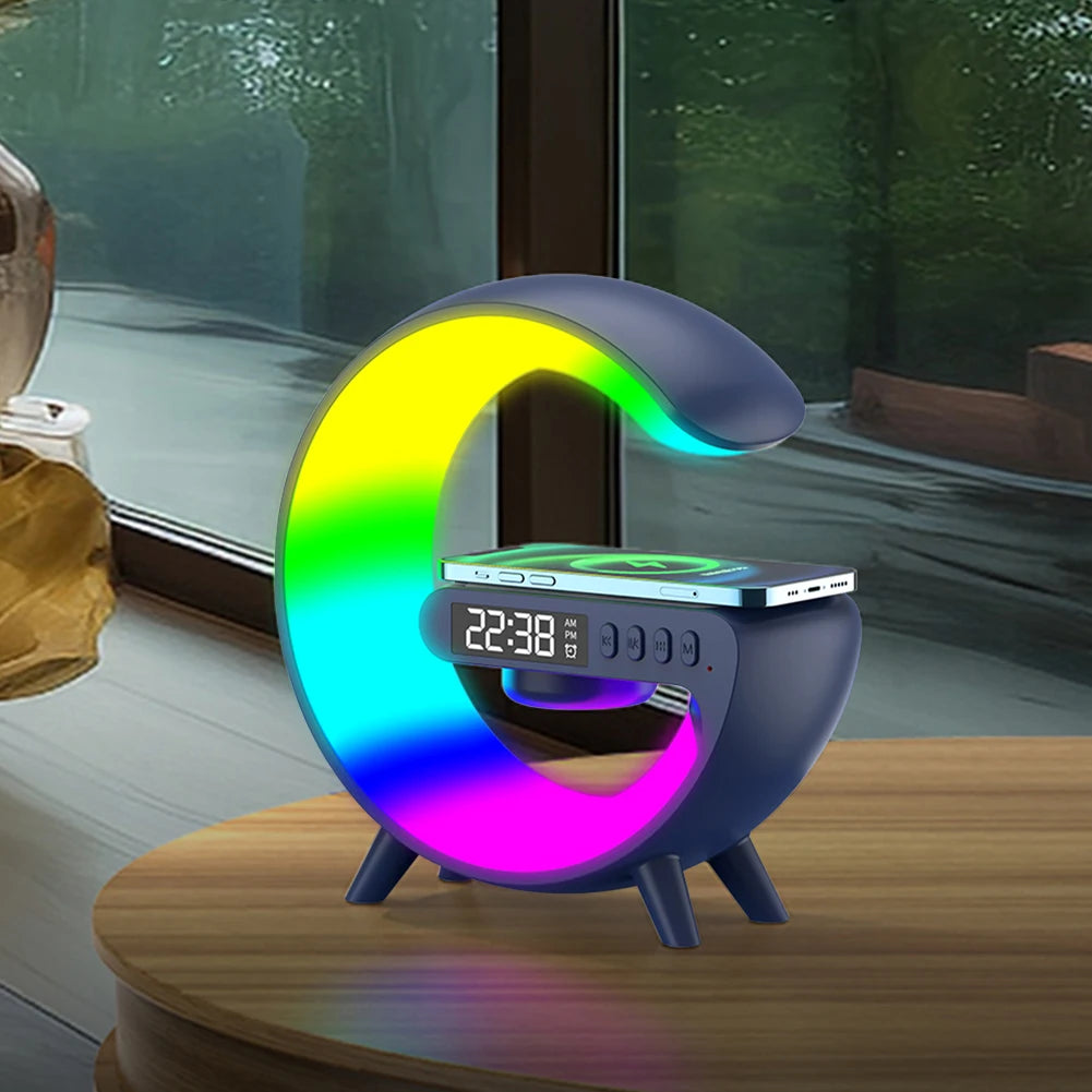 Wireless Speaker Charger Table Lamp with Alarm Clock Charging Function Bedside Lamp Atmosphere Lamp for Living Room Bedroom