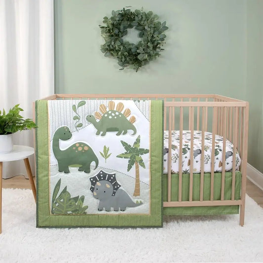 3 Piece Baby Crib Bedding Set for Boys Newborn, Infant amp Toddler Nursery Bed Set Decor with Fitted Crib Sheet, Dust Ruffle Com