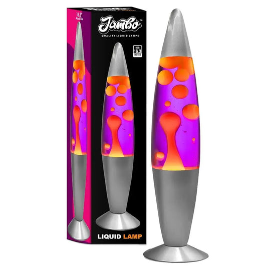 JAMBO 16 Beautiful Lamp Purple with Yellow Orange Wax, Relaxing Liquid Light, Night Light Nightlight, Home Decor Living Room Of