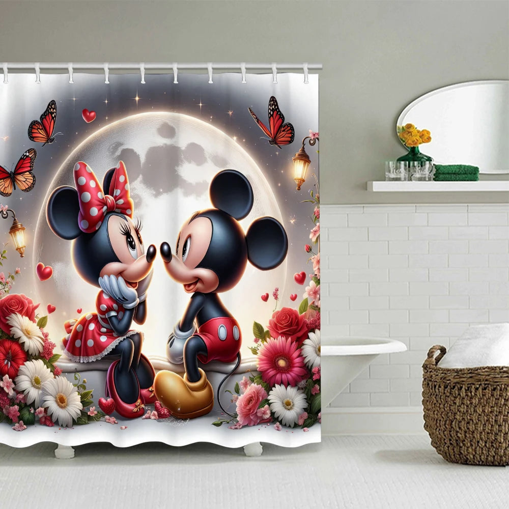 Disney Mickey Mouse Bathroom Four-piece Set - Avant-garde Waterproof Shower Curtain, creating a complete bathroom kit