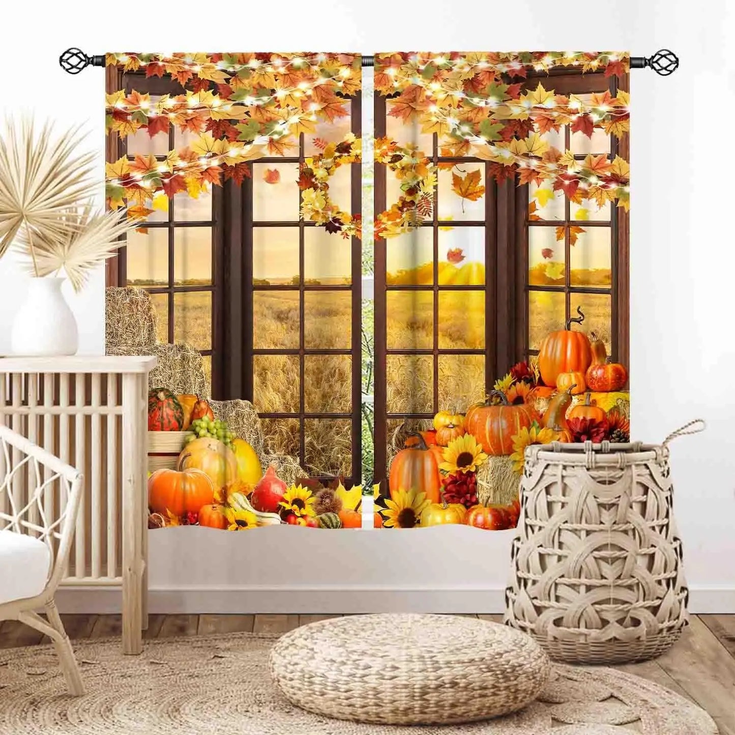 Christmas Tree Curtains, Xmas New Year Winter Snow Forest Merry Christmas Tree Shaped Party Decor Window Drapery Treatments for