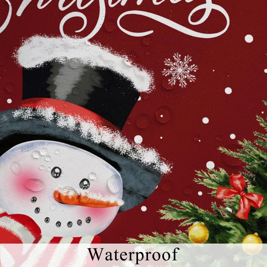 Merry Christmas Shower Curtain Snowman Christmas Tree Shower Curtain Sets for Bathroom Red Winter Holiday Xmas Snowflake Shower