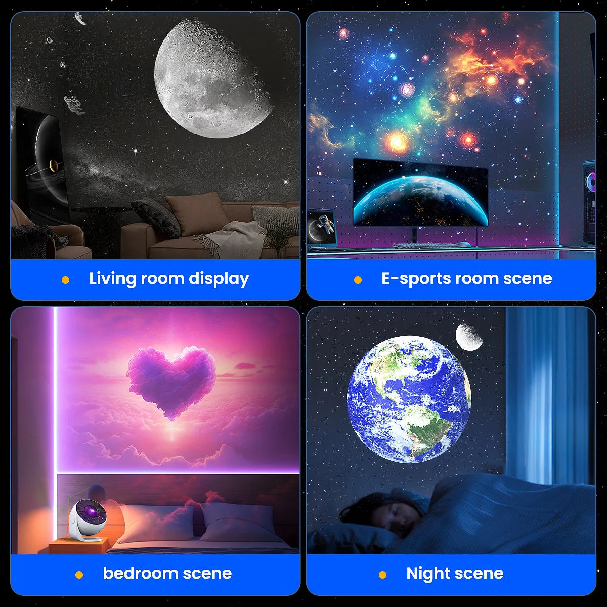 Mexllex 2025 HD Image Planetarium Galaxy Starry Projector Pro Version Larger LED Light, 360° Rotation with Speed Change for Room
